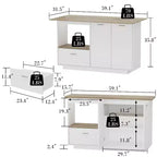Kitchen Island with Wood-Grain Top, Drawers, and Cabinet Doors