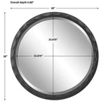 38-Inch Round Wall Mirror with Scalloped Beveled Frame