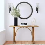 38-Inch Round Wall Mirror with Scalloped Beveled Frame